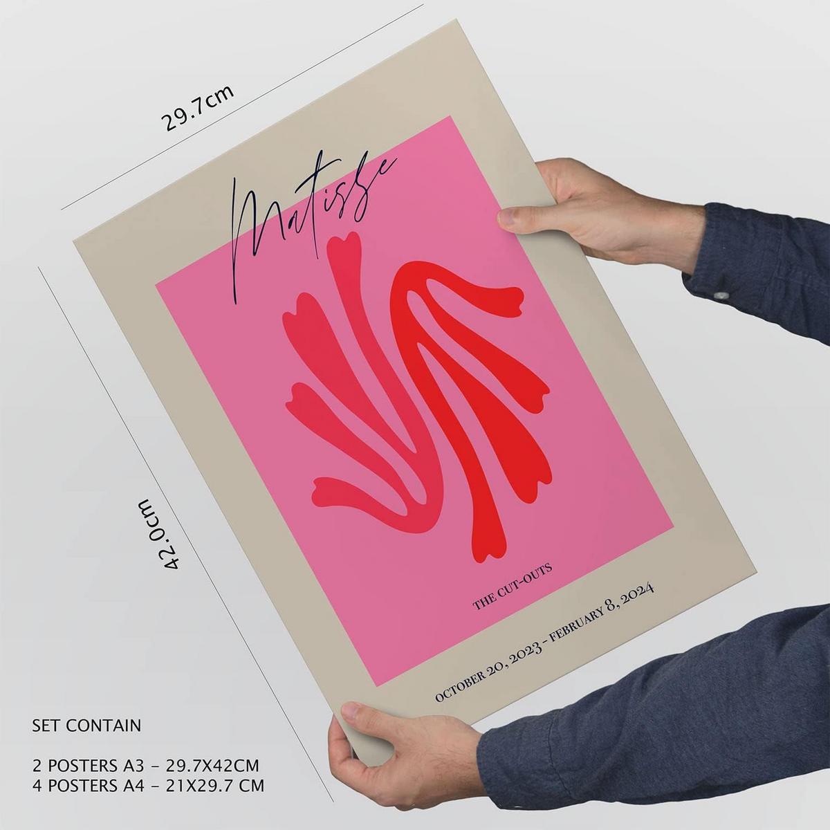 POSTER Set Mit 6 Matisse Sammlung Von Platten Mit Ästhetischer Collage Für Innendekoration A3 & A4 Rahmenlos - Klar, Papier (29/3cm) - Nacnic