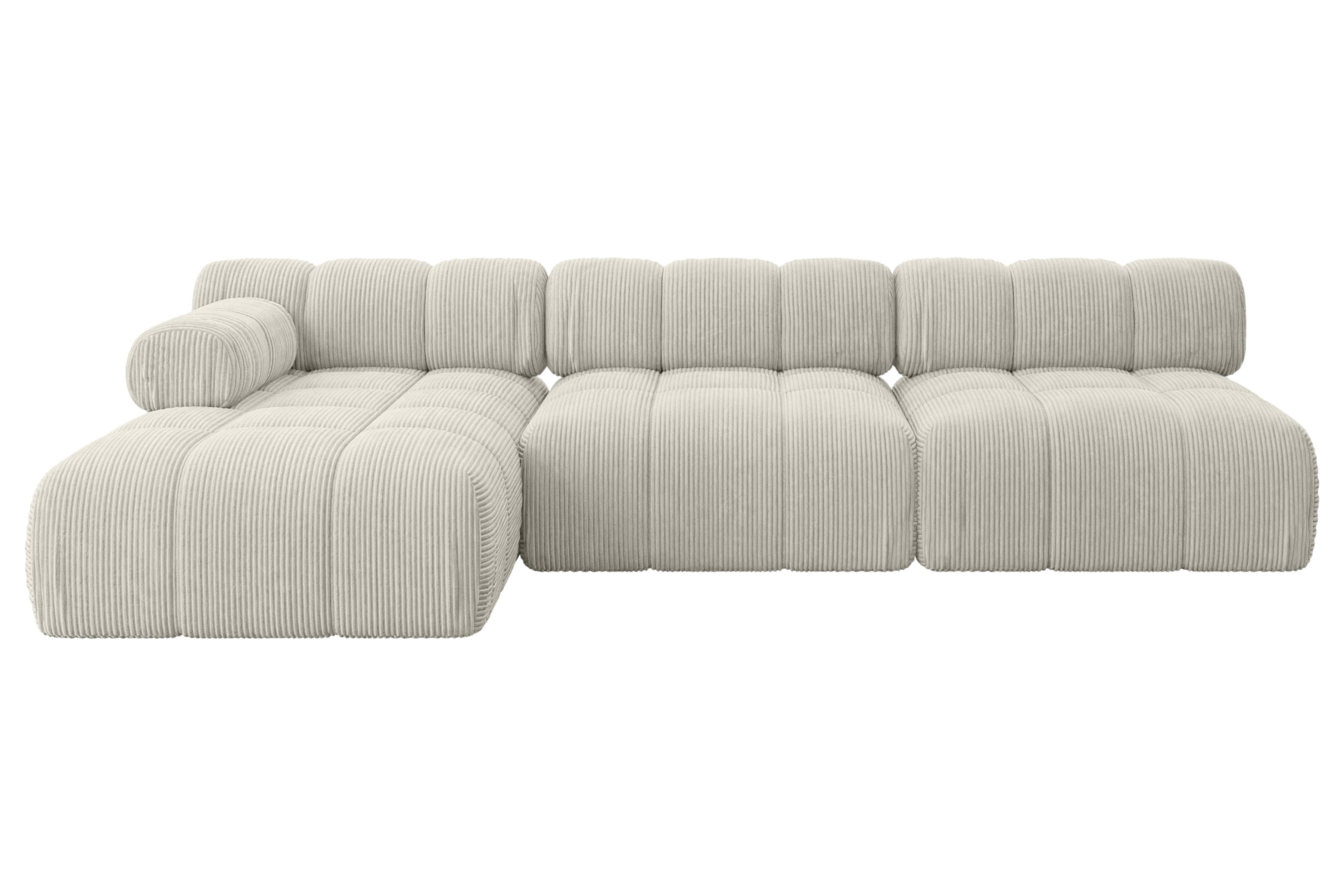 ECKSOFA modulares Sofa Razon-L2 - 285x160x70 cm Creme Cord - Hellgrau/Creme, Holzwerkstoff/Textil (285/160cm) - ALTDECOR