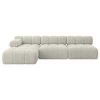 ECKSOFA modulares Sofa Razon-L2 - 285x160x70 cm Creme Cord - Hellgrau/Creme, Holzwerkstoff/Textil (285/160cm) - ALTDECOR