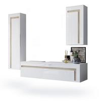 BADMÖBELSET Aloha Absetzungen in Eiche sägerau - Eiche San Remo, Holzwerkstoff (210/185/51cm) - Vladon