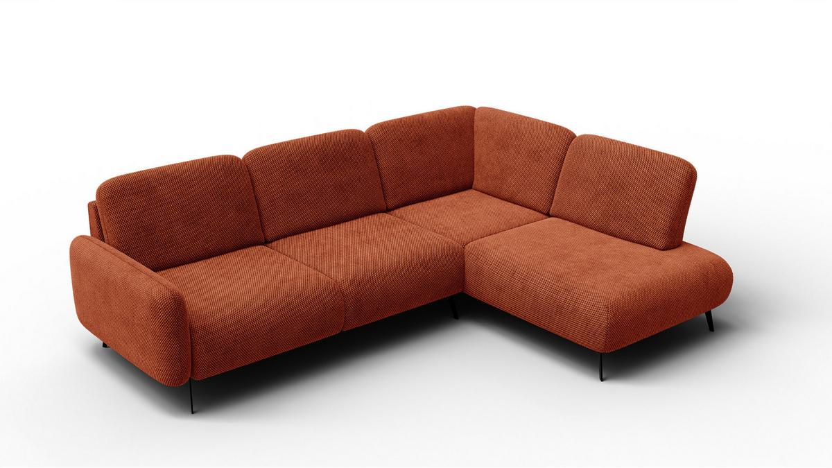 ECKSOFA FEBE 5-Sitzer rechts, dunkelorange - Dunkelorange/Schwarz, Holz/Textil (271/190cm) - Wozimo