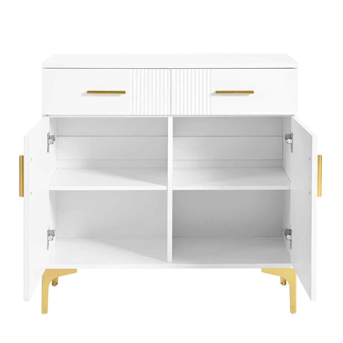SIDEBOARD 80 cm Weiß mit 2 Türen, 2 Schubladen und Metallfüßen für Flur & Wohnzimmer - Weiß, Holzwerkstoff (80/79.5/35cm) - Urban Meuble
