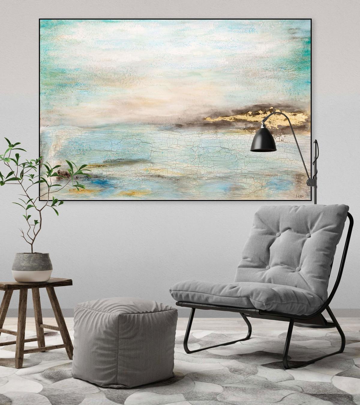 ÖLGEMÄLDE 120/80 cm - Blau, Holz/Textil (120/80cm) - KUNSTLOFT