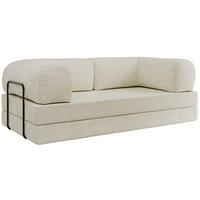 3-SITZER SOFA ORSETTO - Creme Schenille glatt - Creme/Schwarz, Textil/Metall (200/70/100cm) - MKS