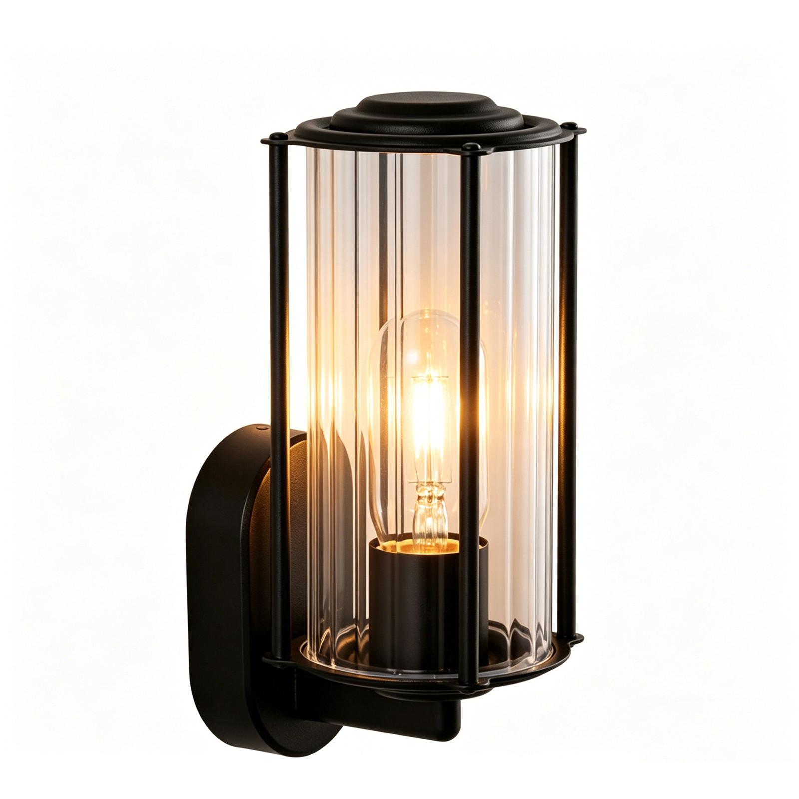 AUSSENWANDLEUCHTE Brisalyn 14/10.5/24 cm - Schwarz, Glas/Metall (10.5/24/14cm) - ZMH