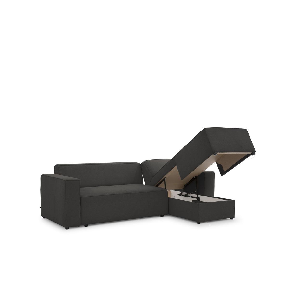 ECKSOFA Schlafsofa Waldo In Stoff Poso - Schwarz, Holzwerkstoff/Textil (260/173cm) - Fun Möbel