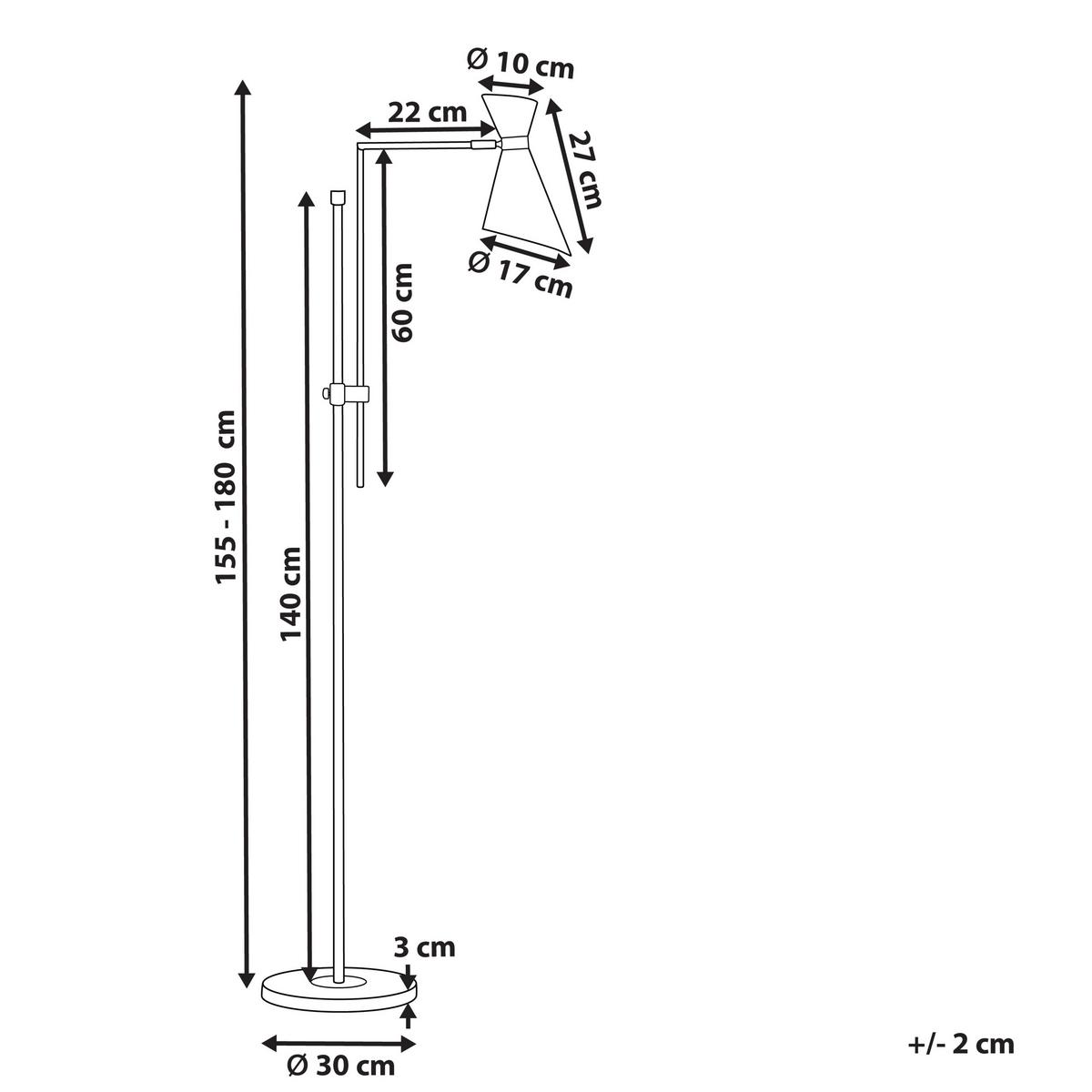 STEHLAMPE Schwarz Melawi - Goldfarben/Schwarz, Metall (30/57/180cm) - Beliani