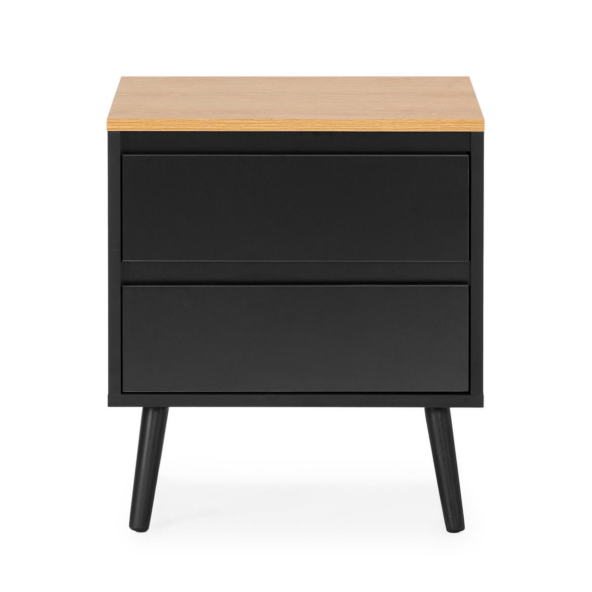 NACHTTISCH Desi 2 schubladen schwarze Farbe - Schwarz, Holzwerkstoff (45/55/40cm) - VS Venta-stock