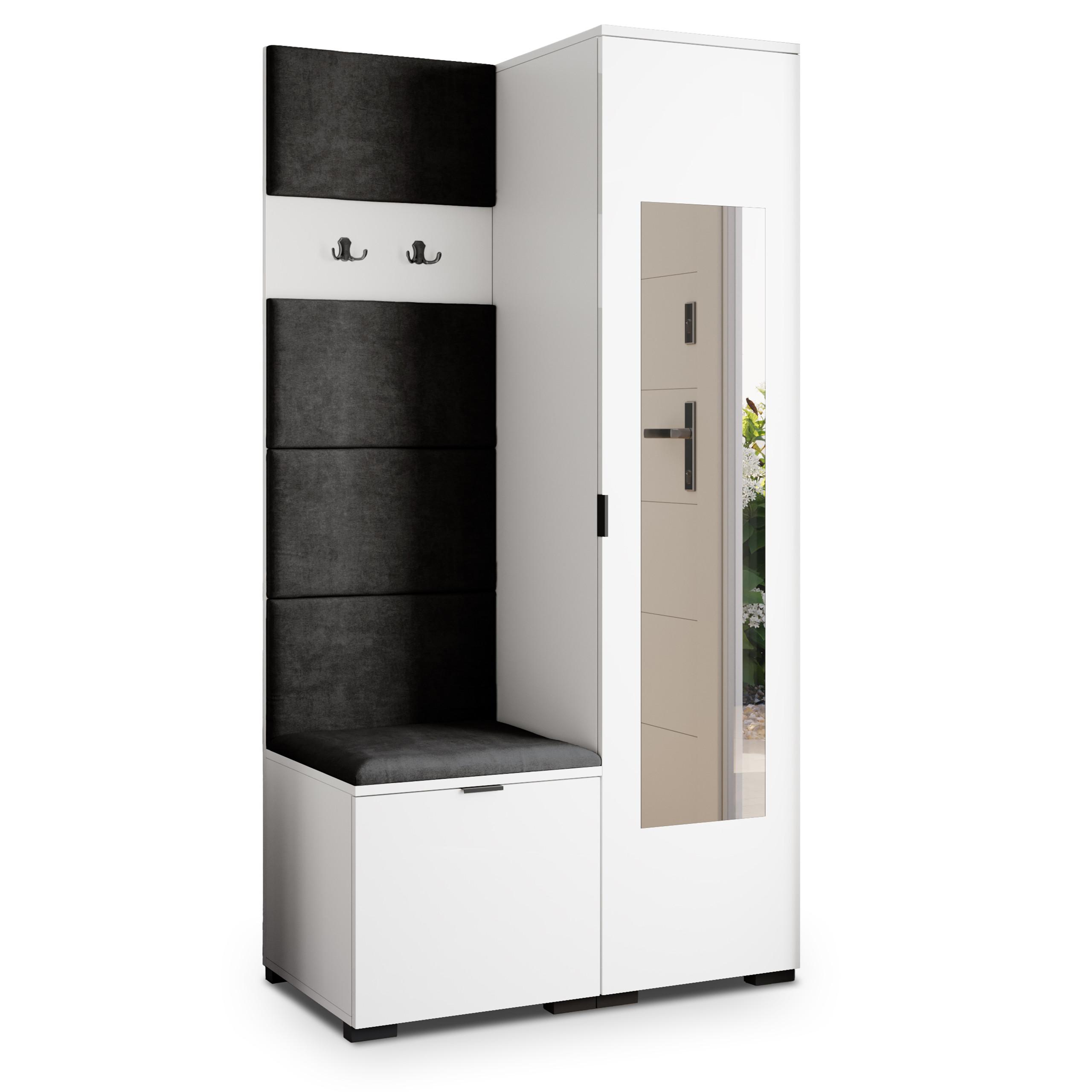 GARDEROBENSCHRANK VIRA 95/181/51 cm Modern Weiß - Schwarz/Weiß, Holzwerkstoff (95/181/51cm) - MASSENO