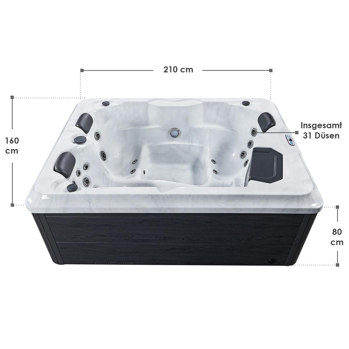 WHIRLPOOL Oasis ohne Treppe Outdoor - Grau, Kunststoff (210/80/160cm) - Artsauna