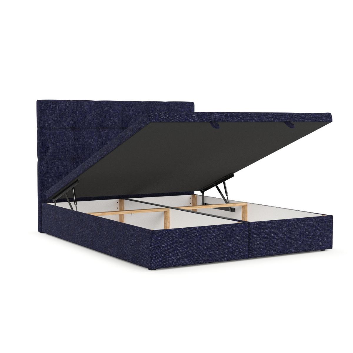POLSTERBETT Guam mit Stauraum 120/200 cm Marineblau im Alta Stoff - Schwarz/Dunkelblau, Holz/Holzwerkstoff (120/200cm) - AltaBeds