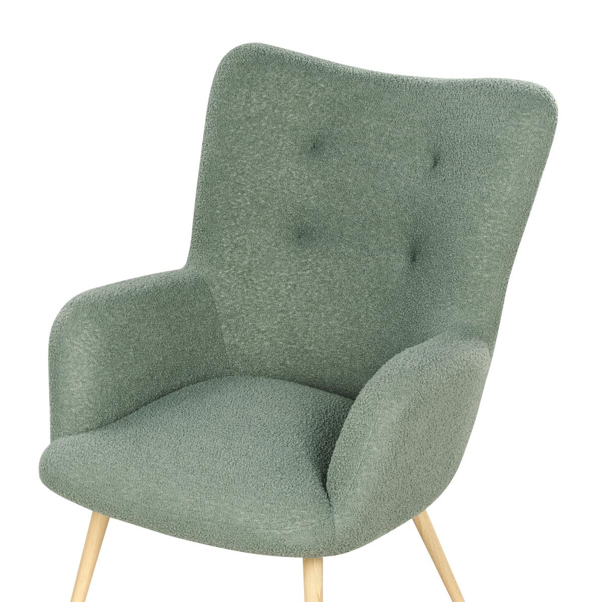 SESSEL Bouclé hellgrün mit Hocker Vejle - Hellbraun/Grün, Textil (67/95/52cm) - Beliani