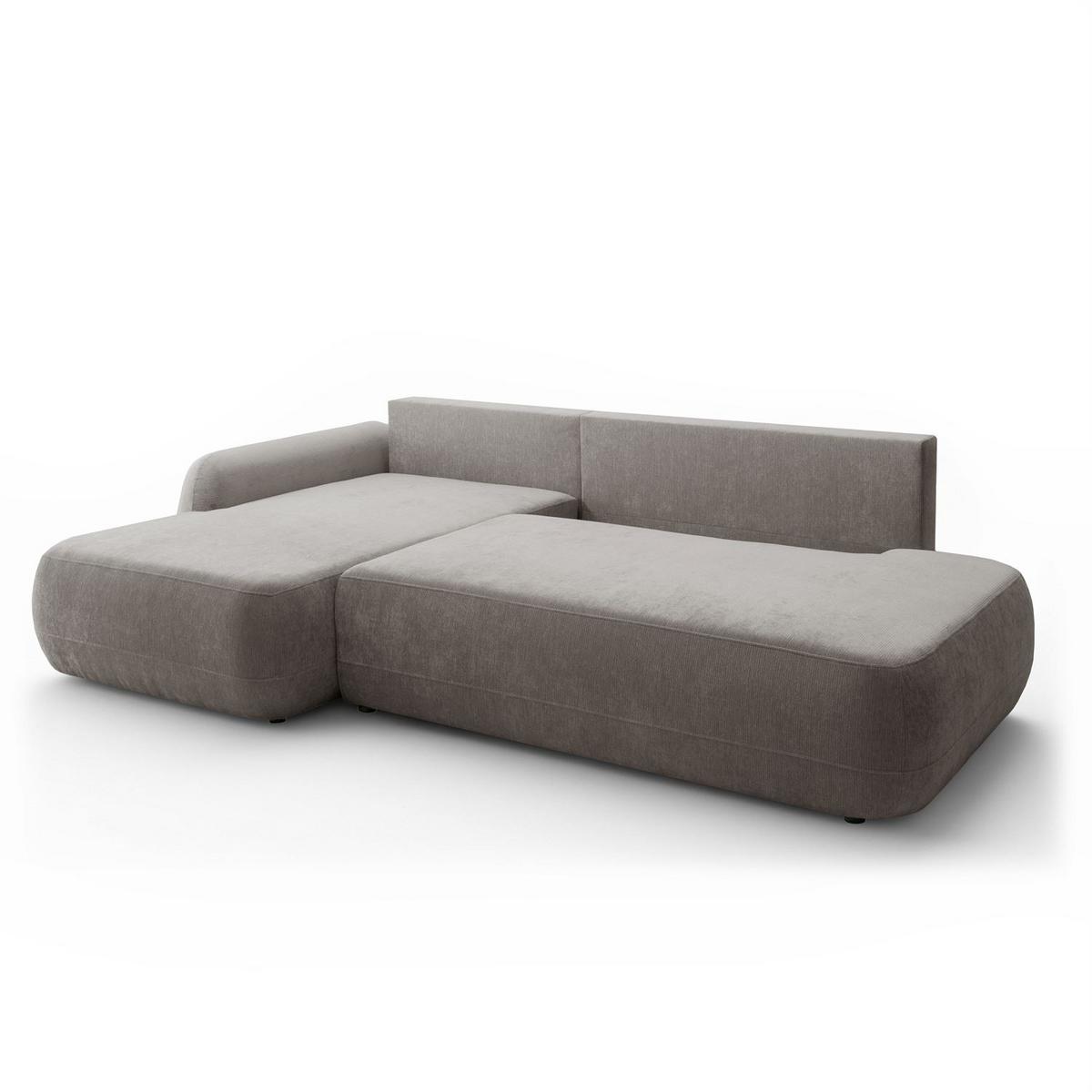 ECKSOFA GOYA mit Schlaffunktion und Bettkasten, Linke, Perfect Harmony 85 - Hellgrau, Textil (184/302cm) - Lookway
