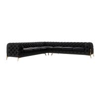 ECKSOFA Chesterfield Lexi Schwarz Samt - Goldfarben/Schwarz, Holz/Textil (323/323cm) - S-Style Möbel