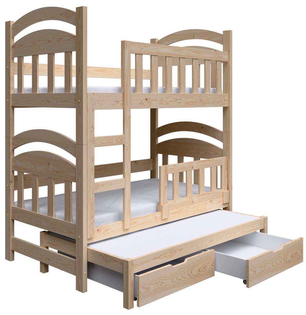 ETAGENBETT FÜR 3 PERSONEN MIT MATRATZEN Dopio 75x180 cm - Beige, Holz (75/180cm) - Selsey