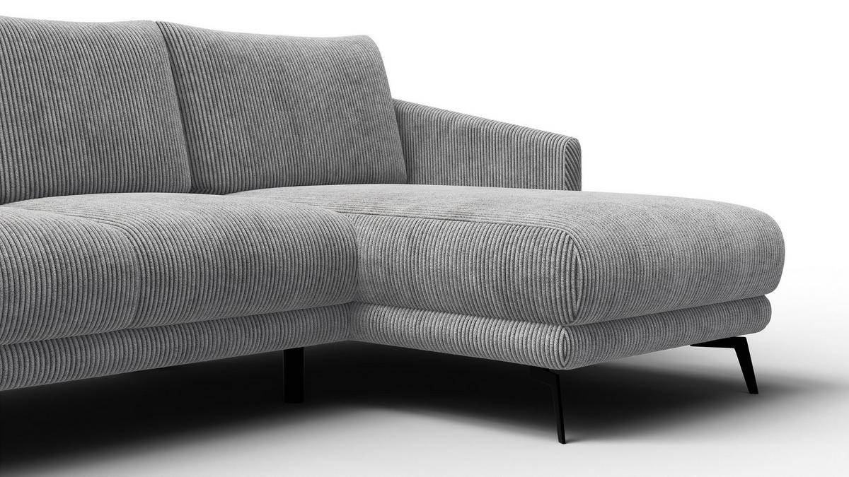 ECKSOFA VILT 3-Sitzer, hellgrau - Hellgrau/Schwarz, Holzwerkstoff/Textil (221/156cm) - Wozimo
