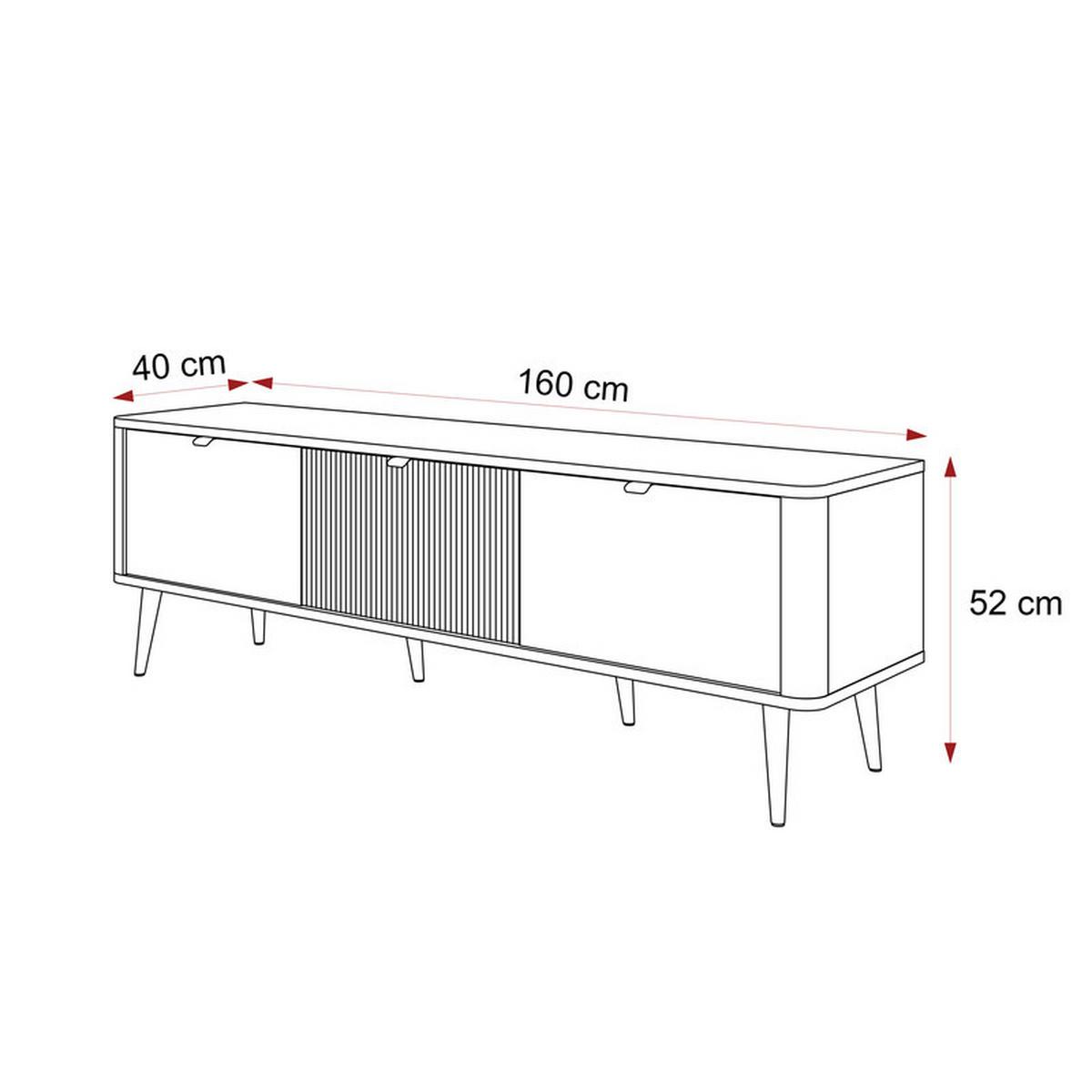 TV-LOWBOARD NAVANI stehend, 160 cm Kaschmir/Nussbaum - Goldfarben/Nussbaumfarben, Holzwerkstoff/Metall (160/52/40cm) - Idohome