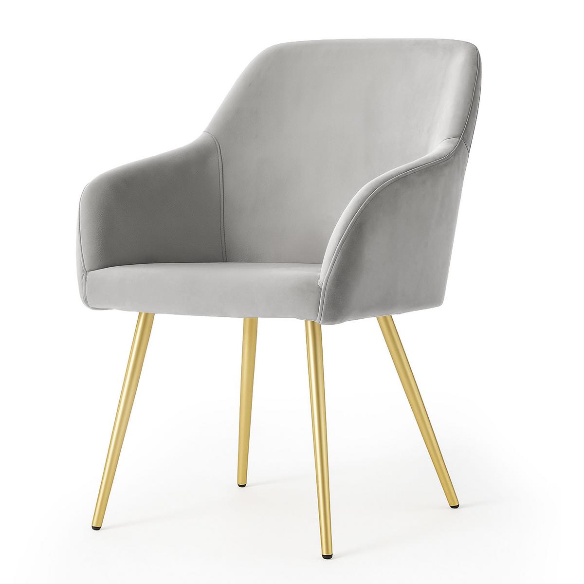 POLSTERSTUHL 2er Set, Metallbeine Grau, Gold 54,5/83/58 - Grau, Textil (55/83/51cm) - RAUMHIRSCH FURNITURE