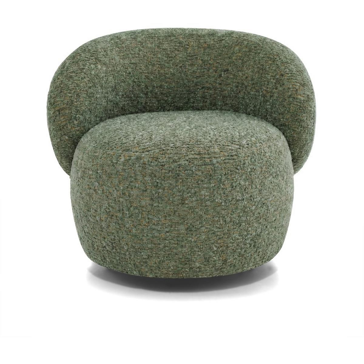 SESSEL Mao, Drehsessel mit runder Form, Grün, Chenille-Stoff - Grün, Textil (99/82/91cm) - Beautysofa