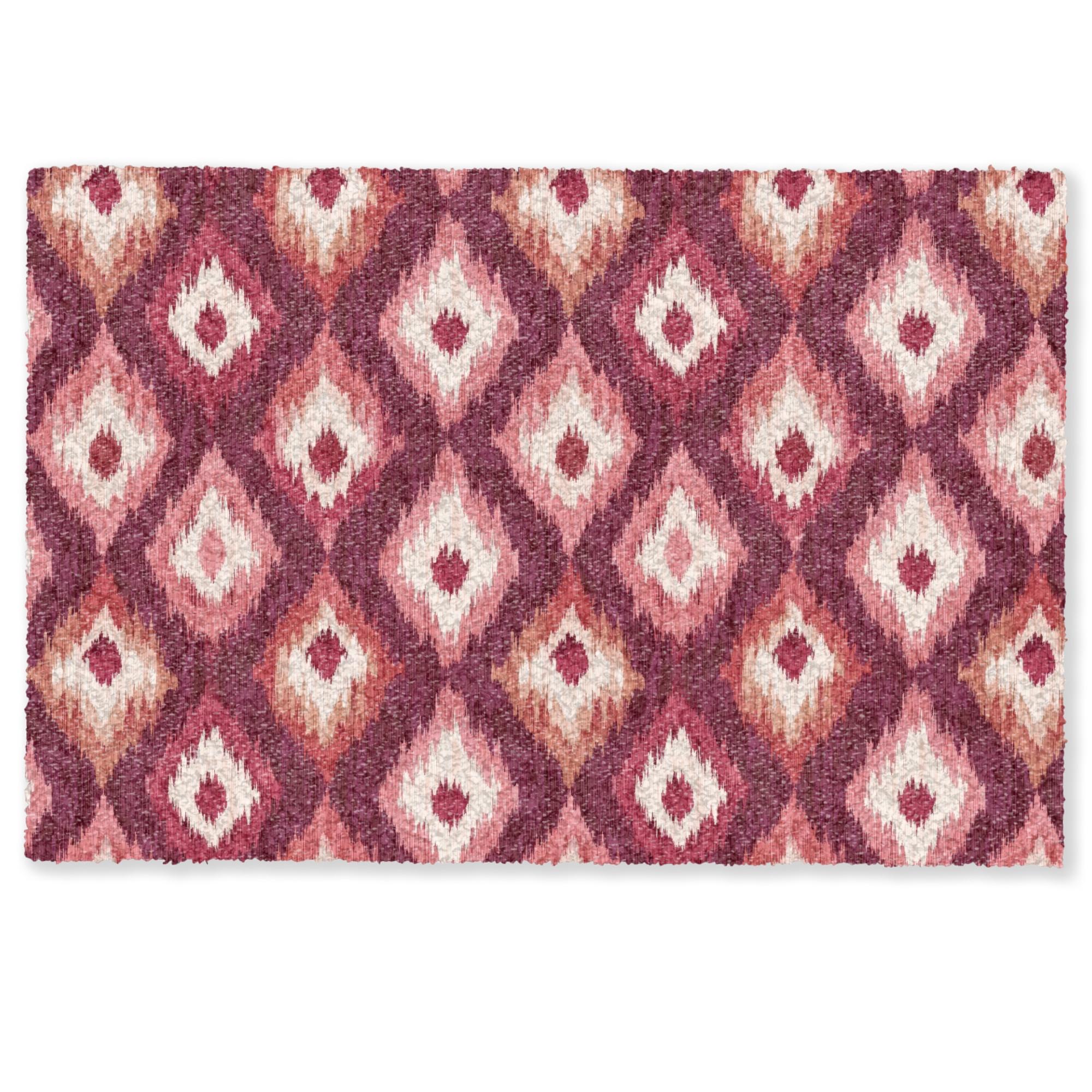 FUSSMATTE Diamantformen - Rosa - Muster - Textur Flurteppich 90x60 cm - Beere, Kunststoff (90/0.4cm) - MuchoWow