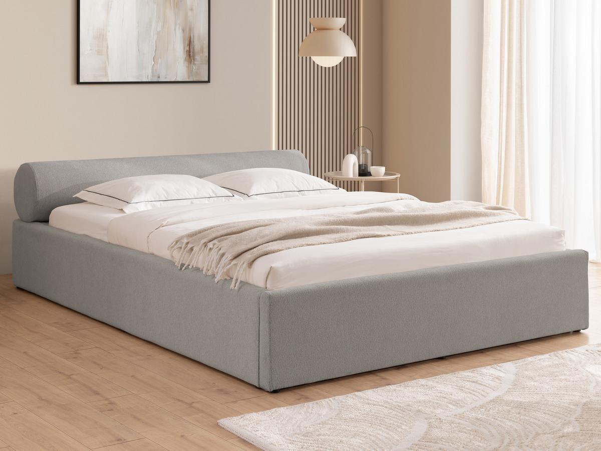 POLSTERBETT 200/200 cm Josy im Designer-Look mit Bettkasten und Lattenrost aus Grau Chenille-Stoff - Schwarz/Grau, Holz/Kunststoff (200/200cm) - S-Style Möbel