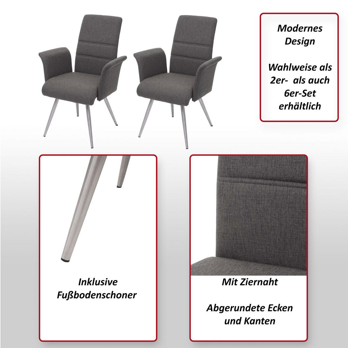 ESSZIMMERSTUHL Grau, Braun 2er-Set - Braun/Grau, Textil (68/97/64cm) - MCW