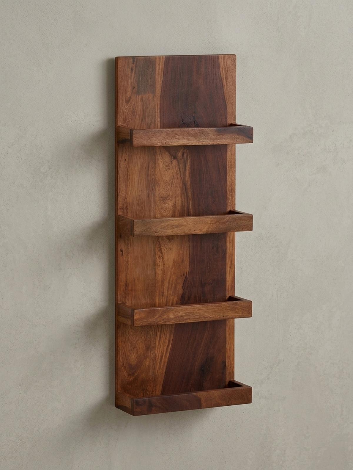WANDREGAL Massivholz Nachhaltig Handgefertigt - Braun, Holz (30/80/10cm) - KADIMA DESIGN