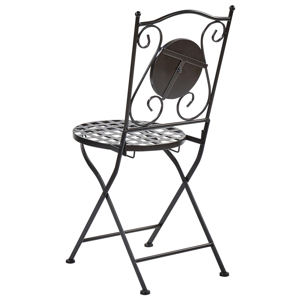 GARTENSTUHL 2er-Set Metall Schwarz Casario - Multicolor/Schwarz, Metall (40/90/44cm) - Beliani