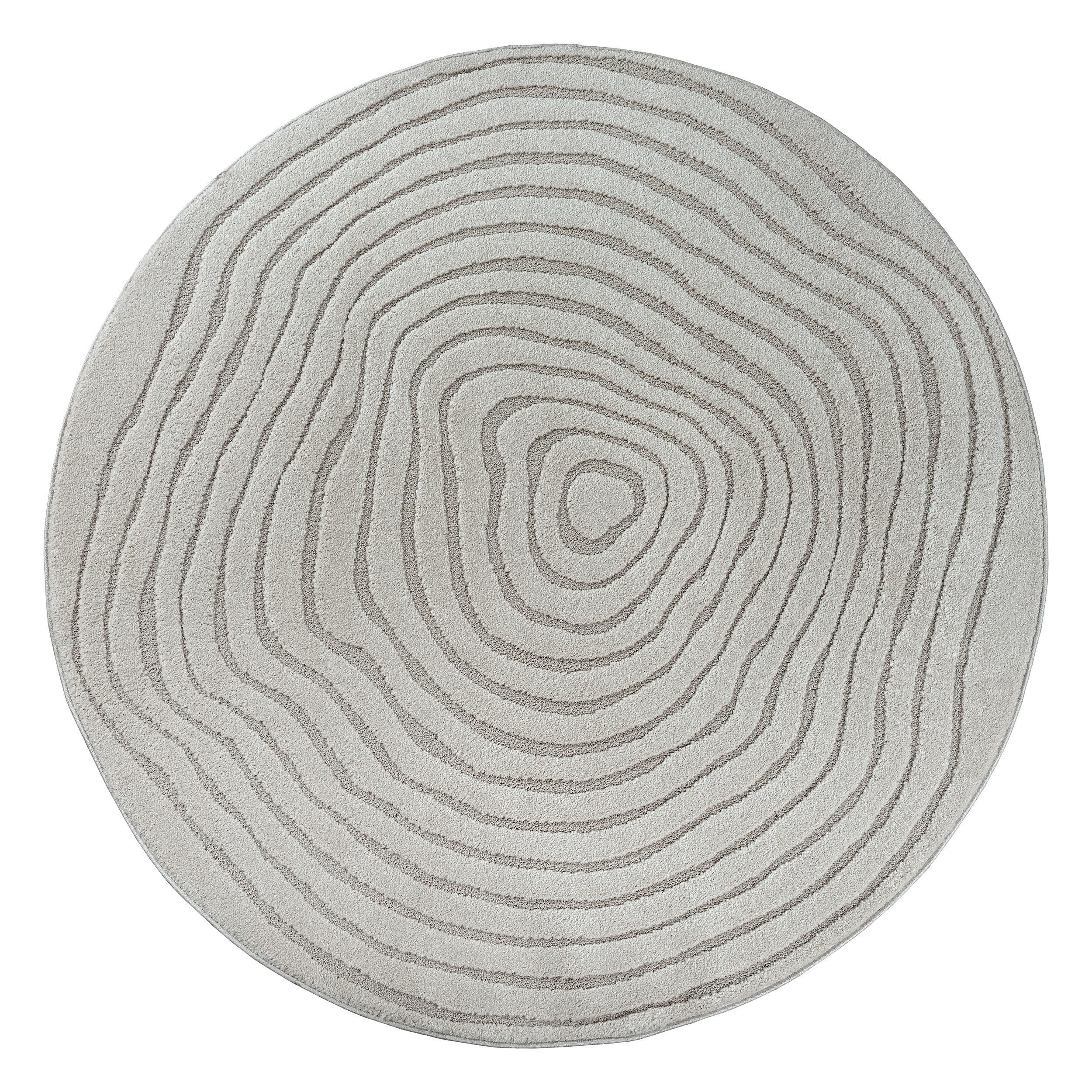 TEPPICH Kurzflor CETINA Gestreift Polypropylen-Polyester Grau 160 x 160 cm - Grau, Textil (160/160cm) - KADIMA DESIGN