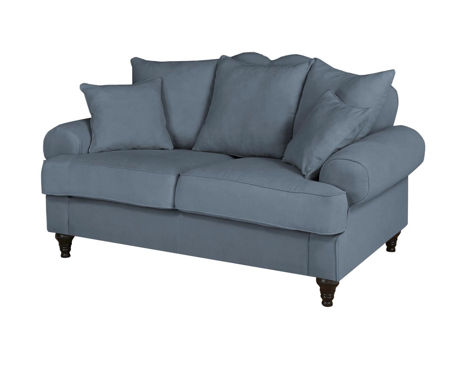 SOFA blau Landhaus, Couch 2-Sitzer 170 cm - Blau, Holz/Textil (170/95/100cm) - Furn.Design