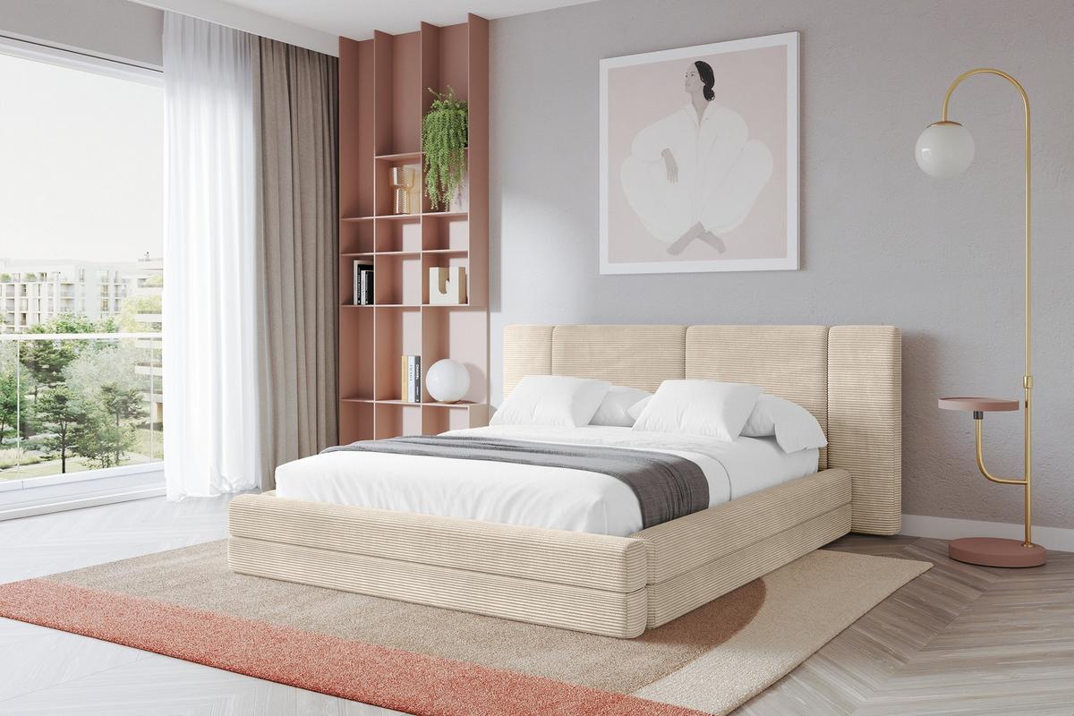 POLSTERBETT mit Bettkasten und Lattenrost, Bett mit Matratze H3/H4 - TEVO 140x200 Beige - Creme, Holzwerkstoff/Textil (140/200cm) - ALTDECOR