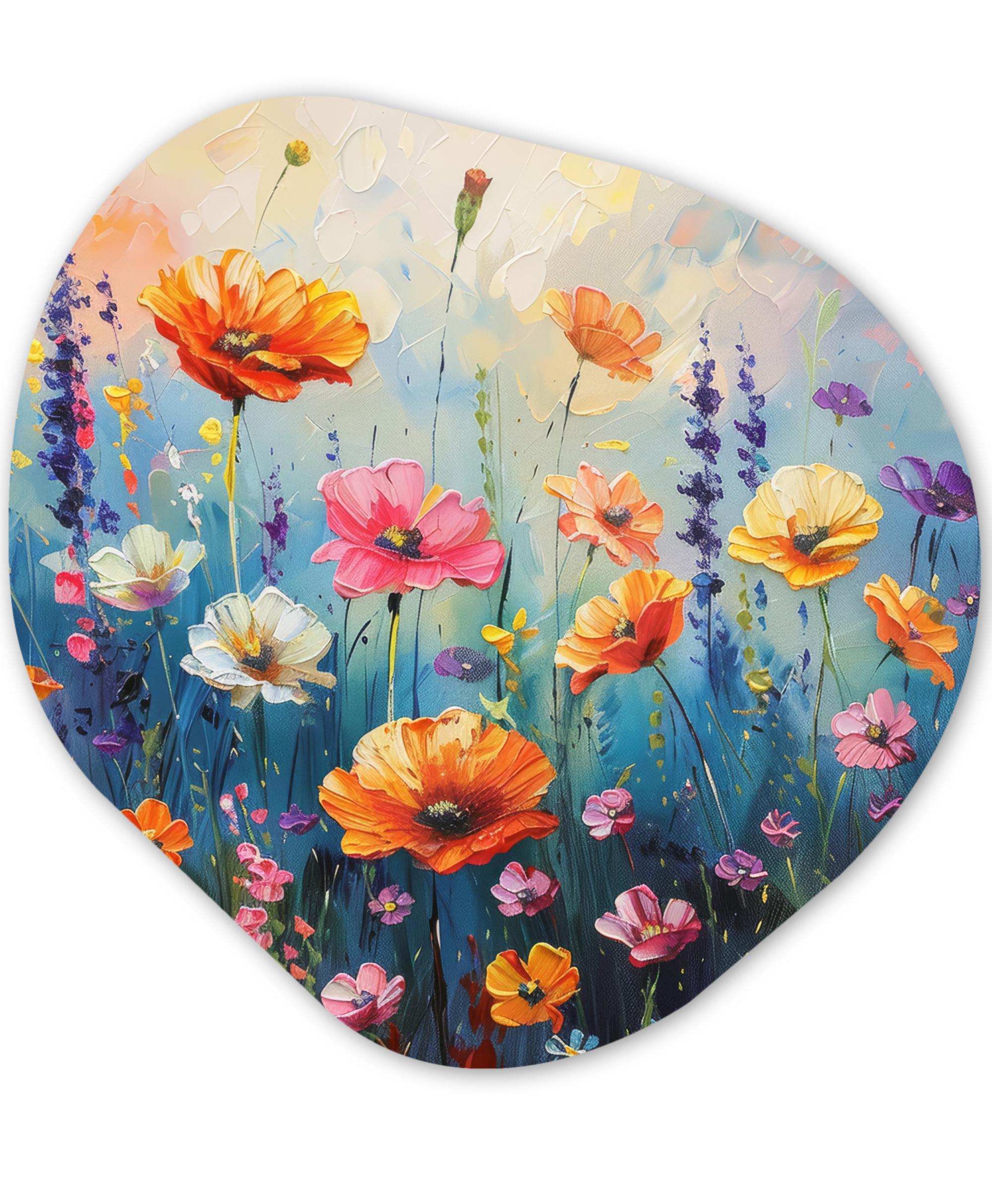 WANDBILD Blumen - Natur - Aquarell - Kunst Wandbild 60x60 cm - Multicolor, Kunststoff (60/60cm) - MuchoWow