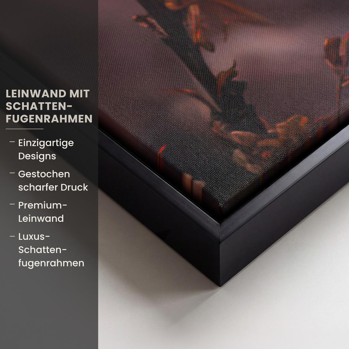 LEINWAND Bilder mit Rahmen - Schottischer Hochländer - Frühling - Hochland - 120x80 - Hellrosa, Textil (120/80cm) - MuchoWow