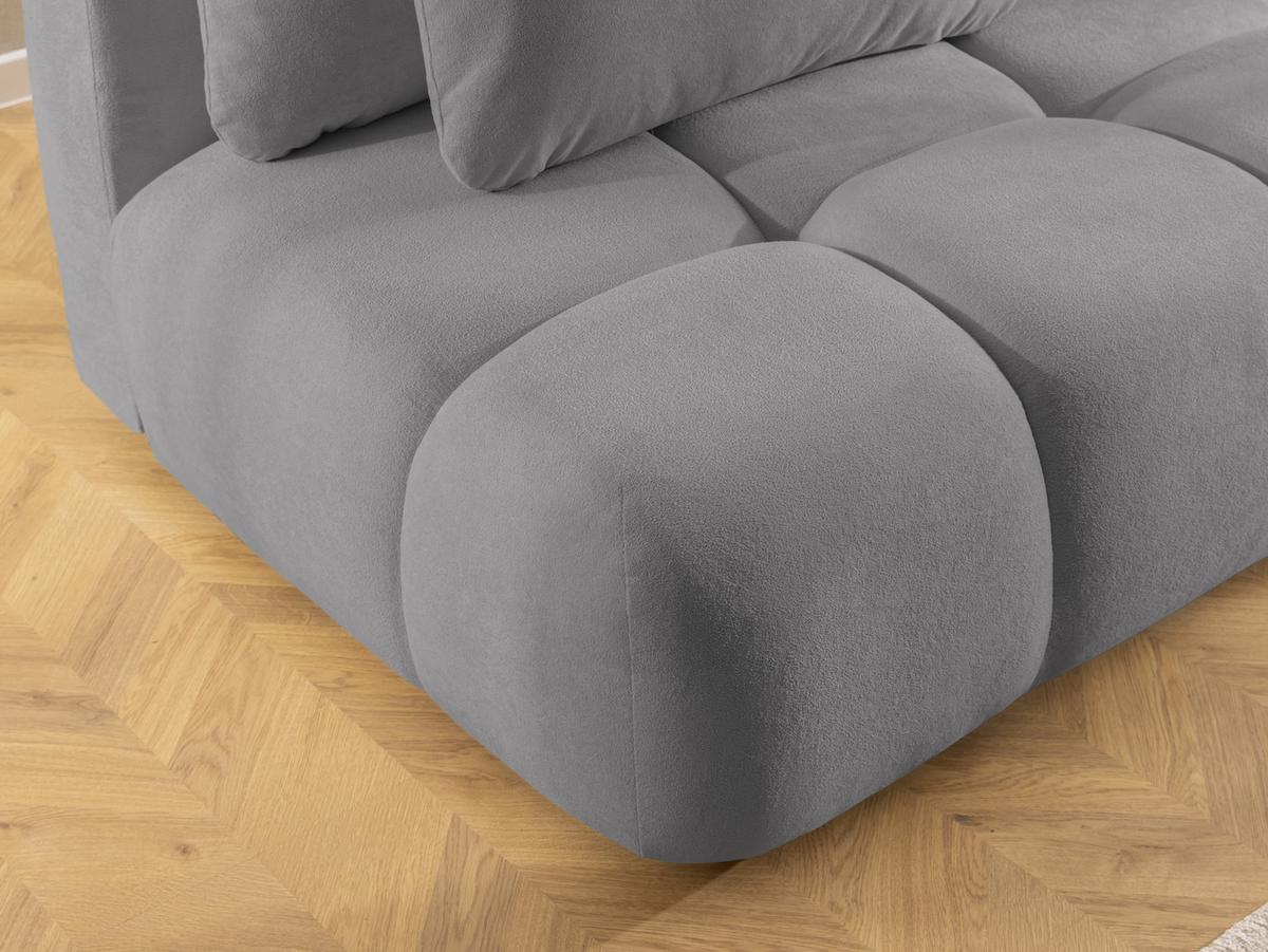 SCHLAFSOFA Belluno aus hochwertigem Grau Plüschstoff mit Bettkasten und tiefen Steppungen in Bubble-Optik - Schwarz/Grau, Holz/Kunststoff (205/87/105cm) - S-Style