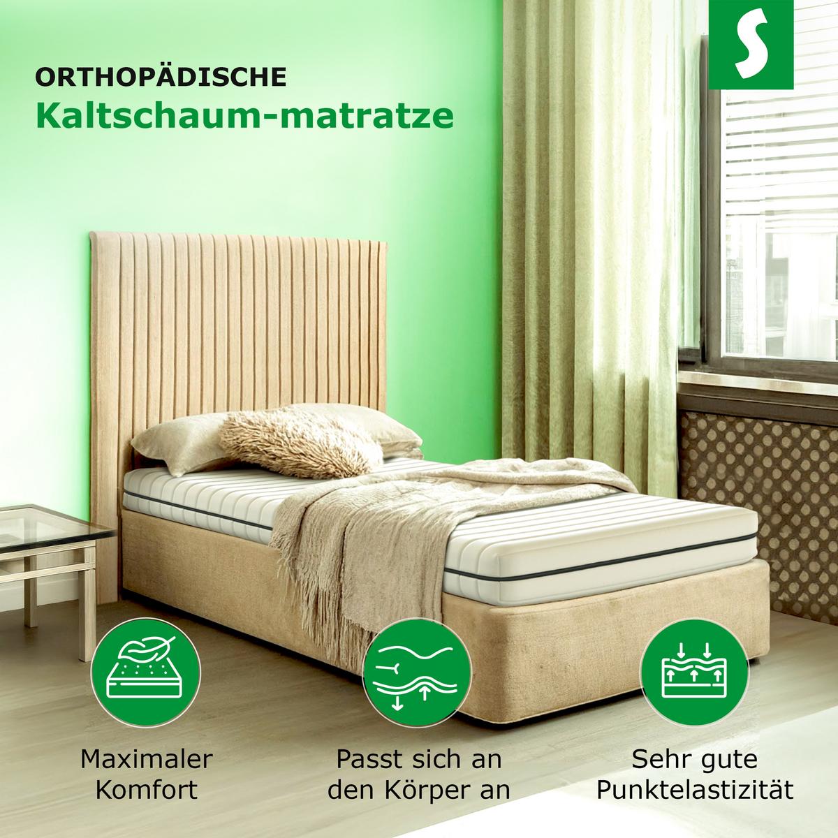 KALTSCHAUMMATRATZE – Wendematratze H2/H3 mit abnehmbarem Bezug 100x200 cm - Weiß, Textil (100/200cm) - Schlaftroll