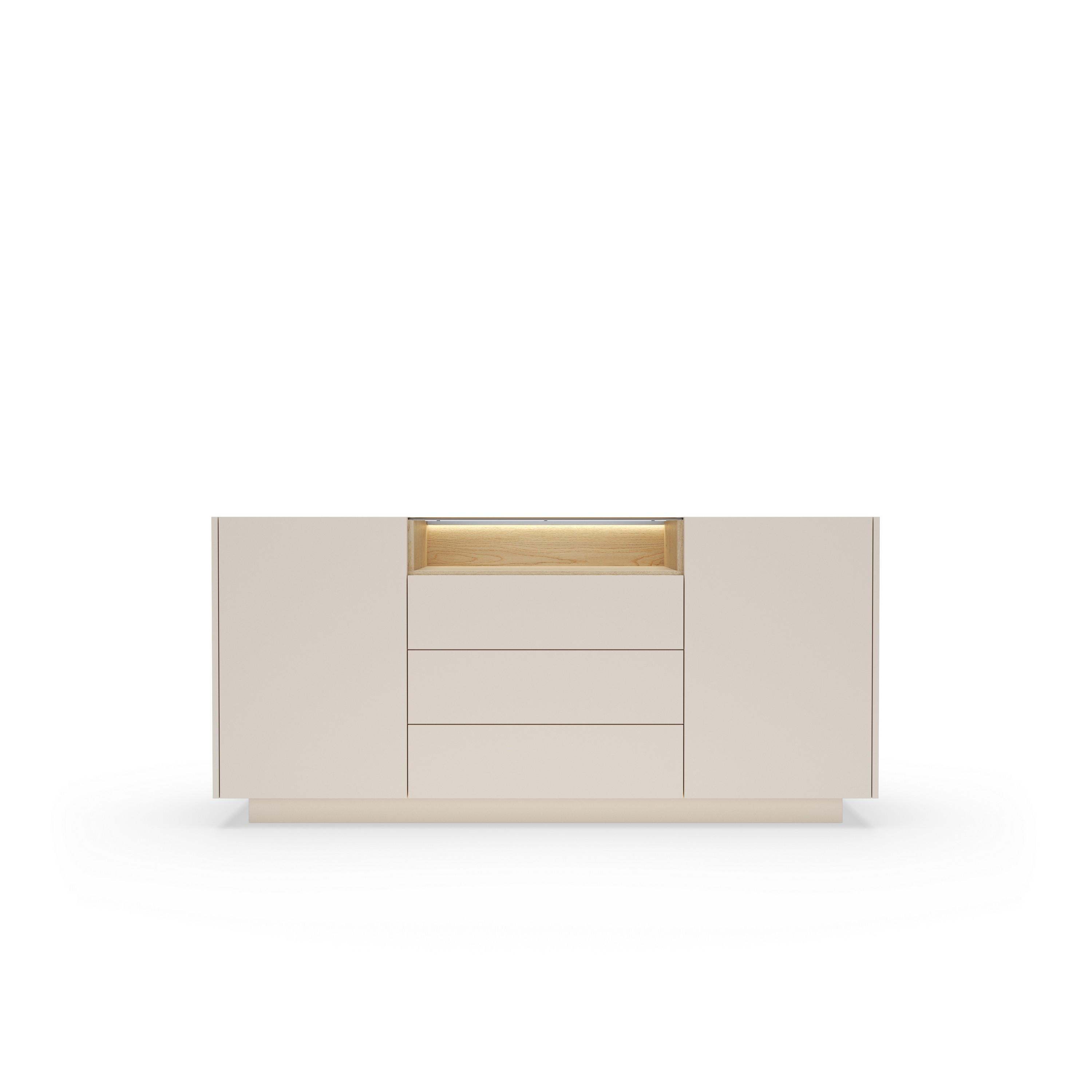 KOMMODE PORTA 176,4/83/39,5cm mit 3 Schubladen 2 Türen Beige - Eichefarben/Beige, Holzwerkstoff (176.4/83/39.5cm) - MASSENO