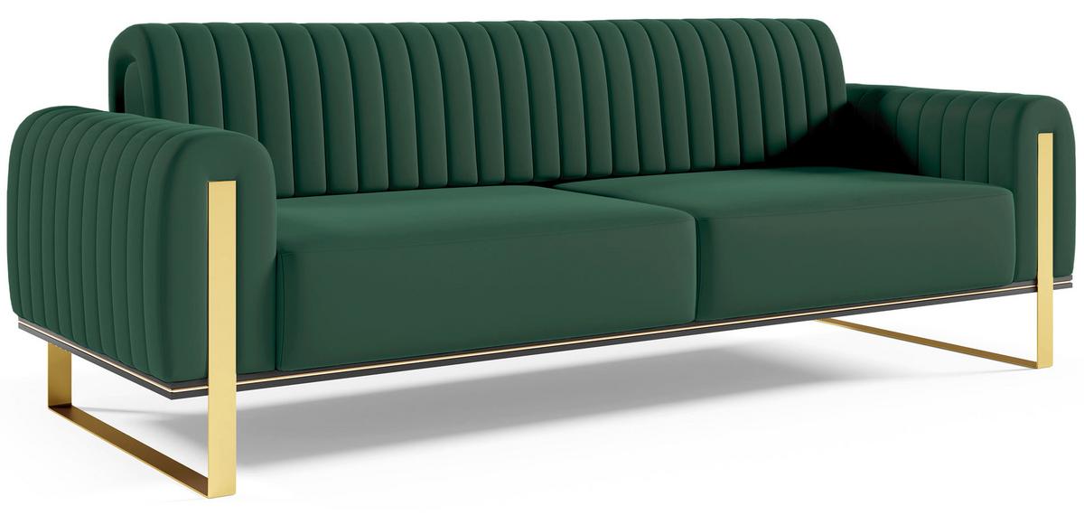 SOFA Parissa 228 cm - Goldfarben/Grün, Textil/Metall (228/79/92cm) - Selsey