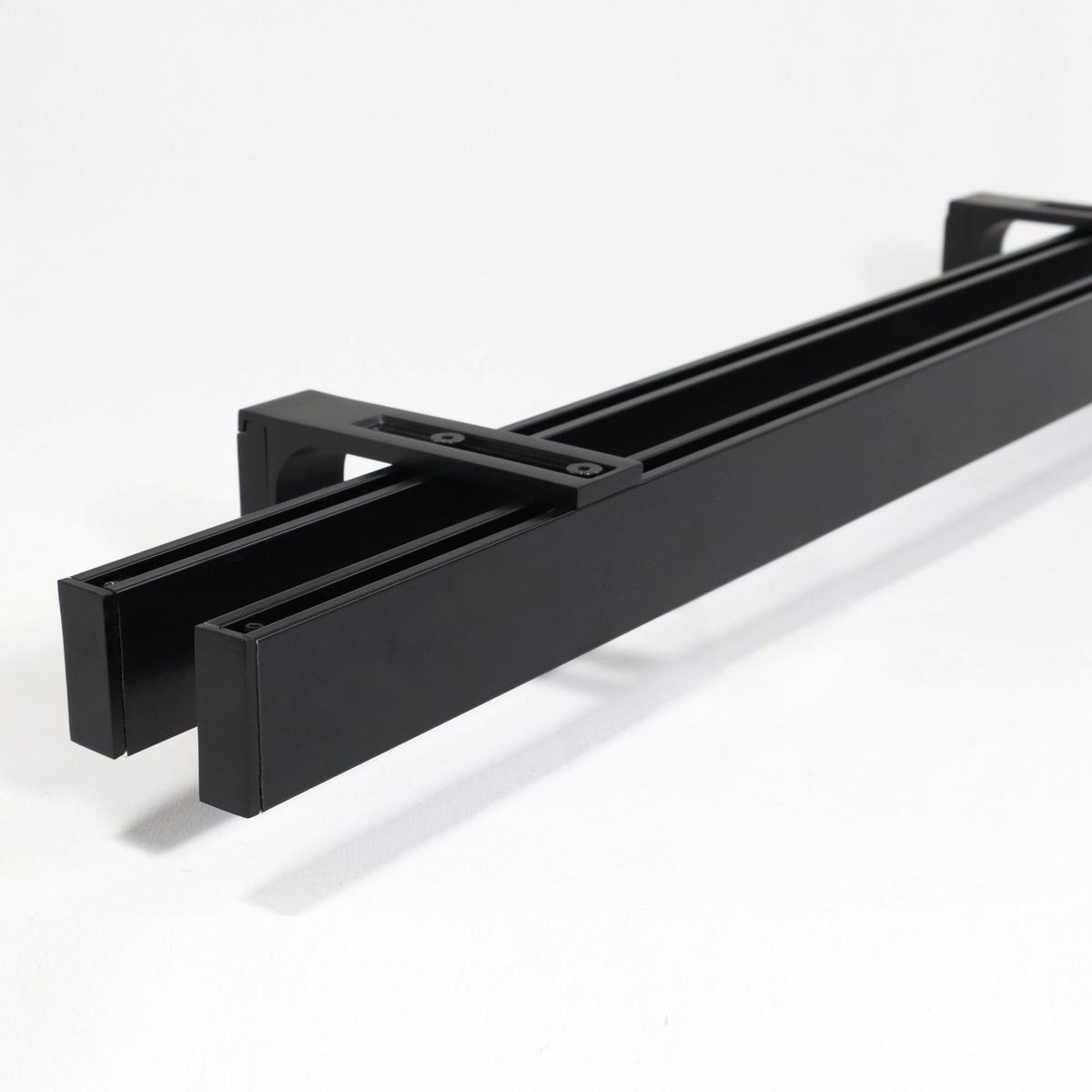 GARDINENSCHIENE 2-lauf Loft - Schwarz, Metall (60cm) - Deco-Raum