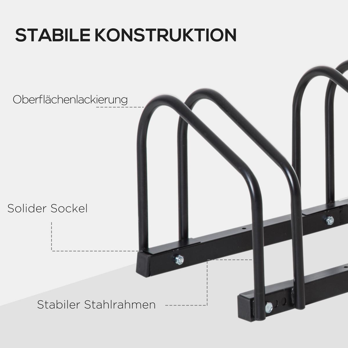 FAHRRADSTÄNDER Aufstellständer Radständer Mehrfach Bike bis 6 Fahrräder Stahl - Schwarz, Metall (33/27/179cm) - HOMCOM