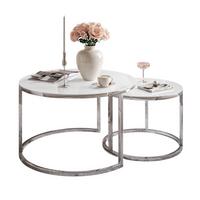 COUCHTISCH 2-in-1 CIRI GLASS CHROME mit Glasplatte - Silberfarben, Glas (70/70/47cm) - Lookway