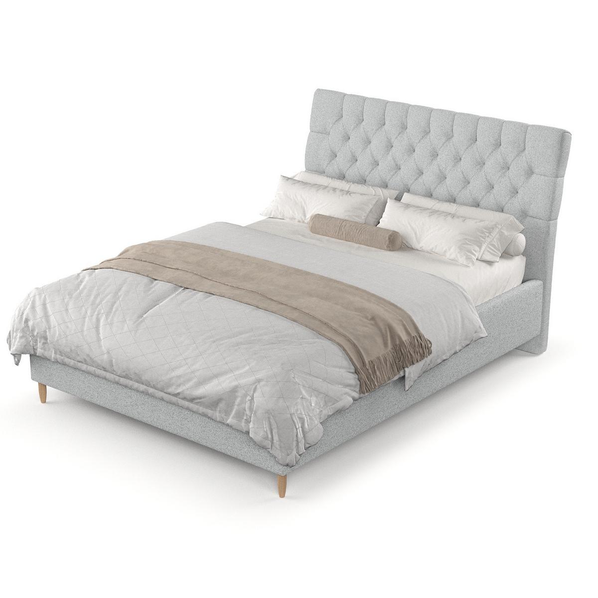 POLSTERBETT Lira 120/200 cm Hellgrau im Riva Stoff - Hellgrau/Naturfarben, Holz/Holzwerkstoff (120/200cm) - AltaBeds