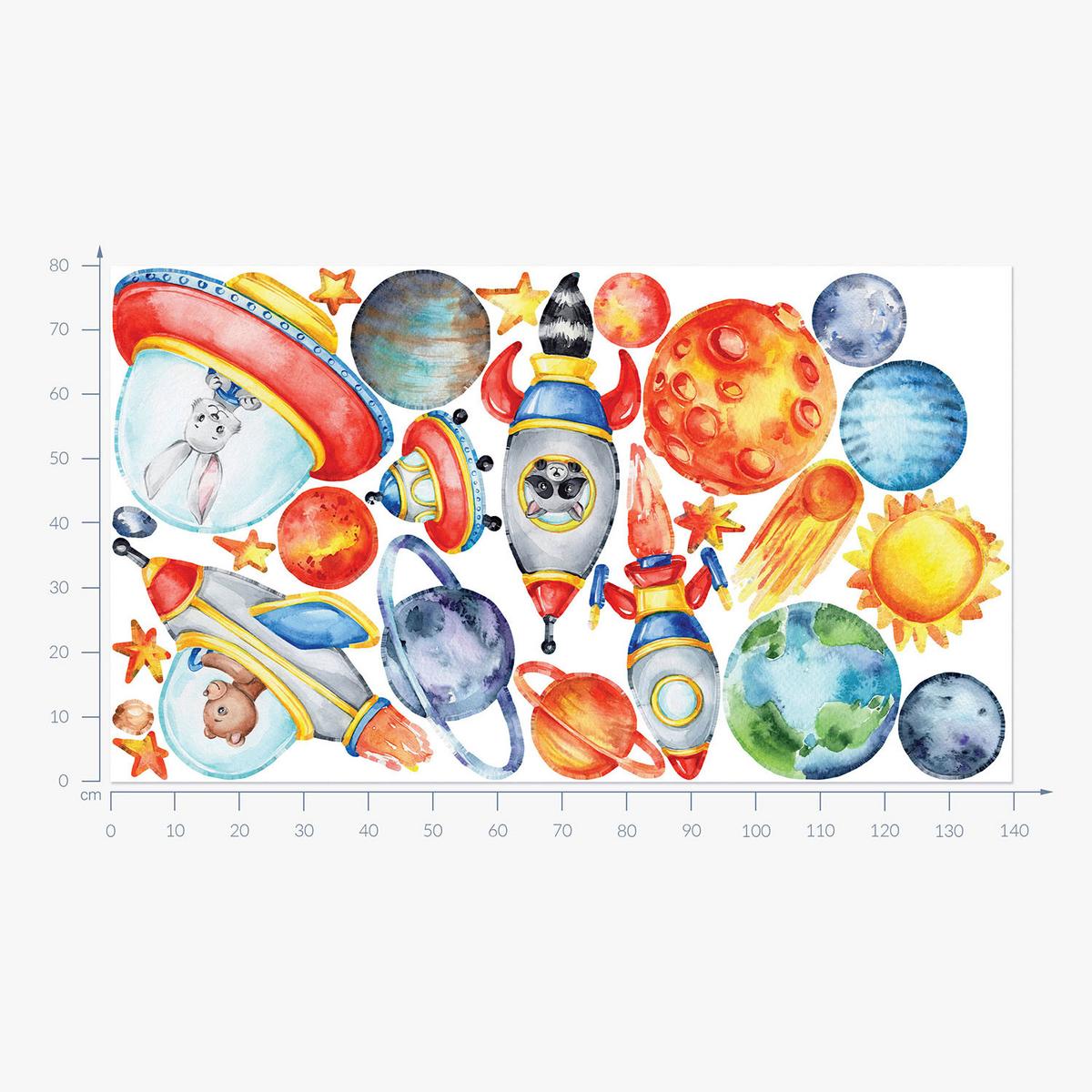 WANDAUFKLEBER 80x140cm - Farbenfroher Raum - Multicolor, Kunststoff (80/140/0.1cm) - Wallfluent
