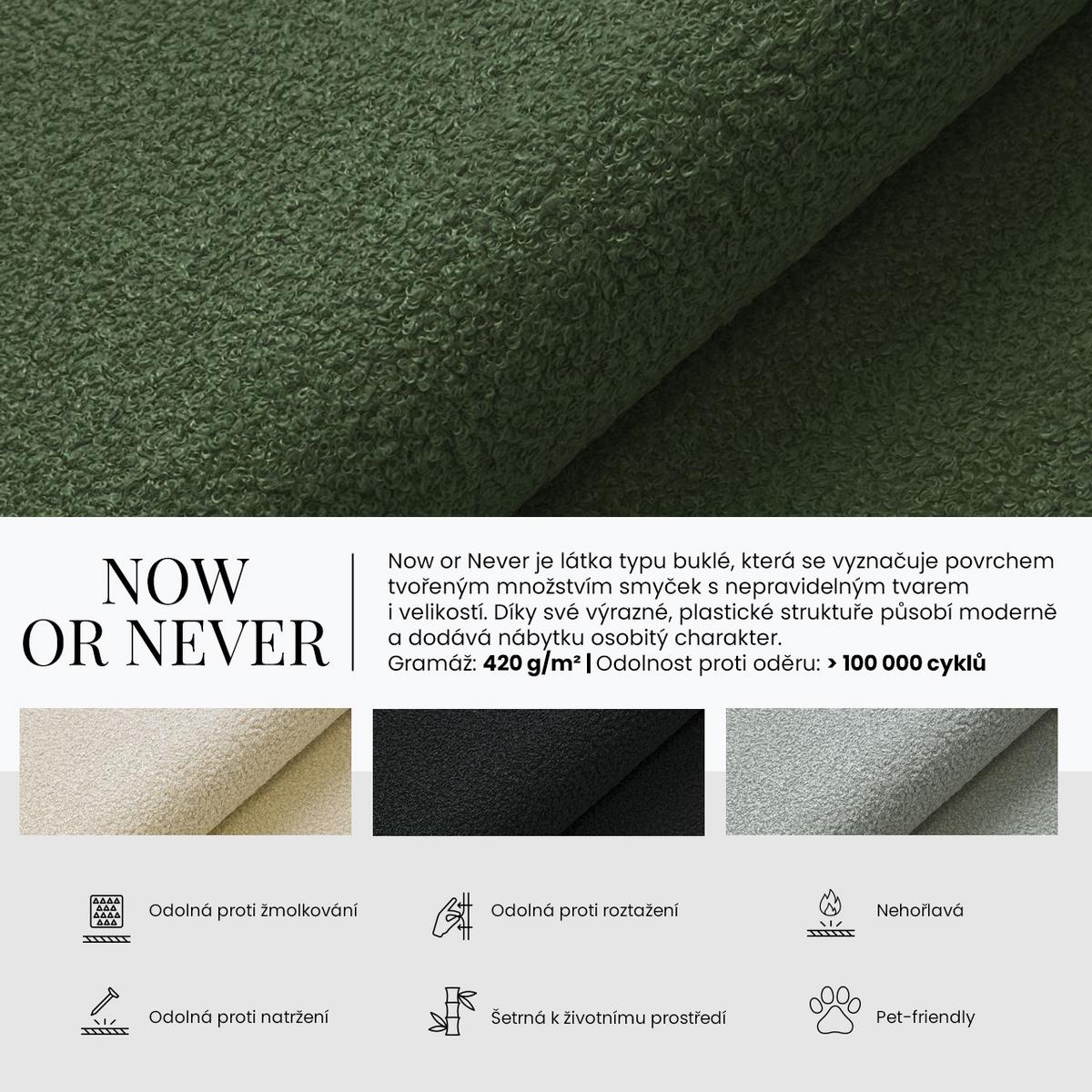 WOHNLANDSCHAFT TRENTINO U Grün Boucle - Schwarz/Grün, Kunststoff/Textil (334/91/163cm) - MKS