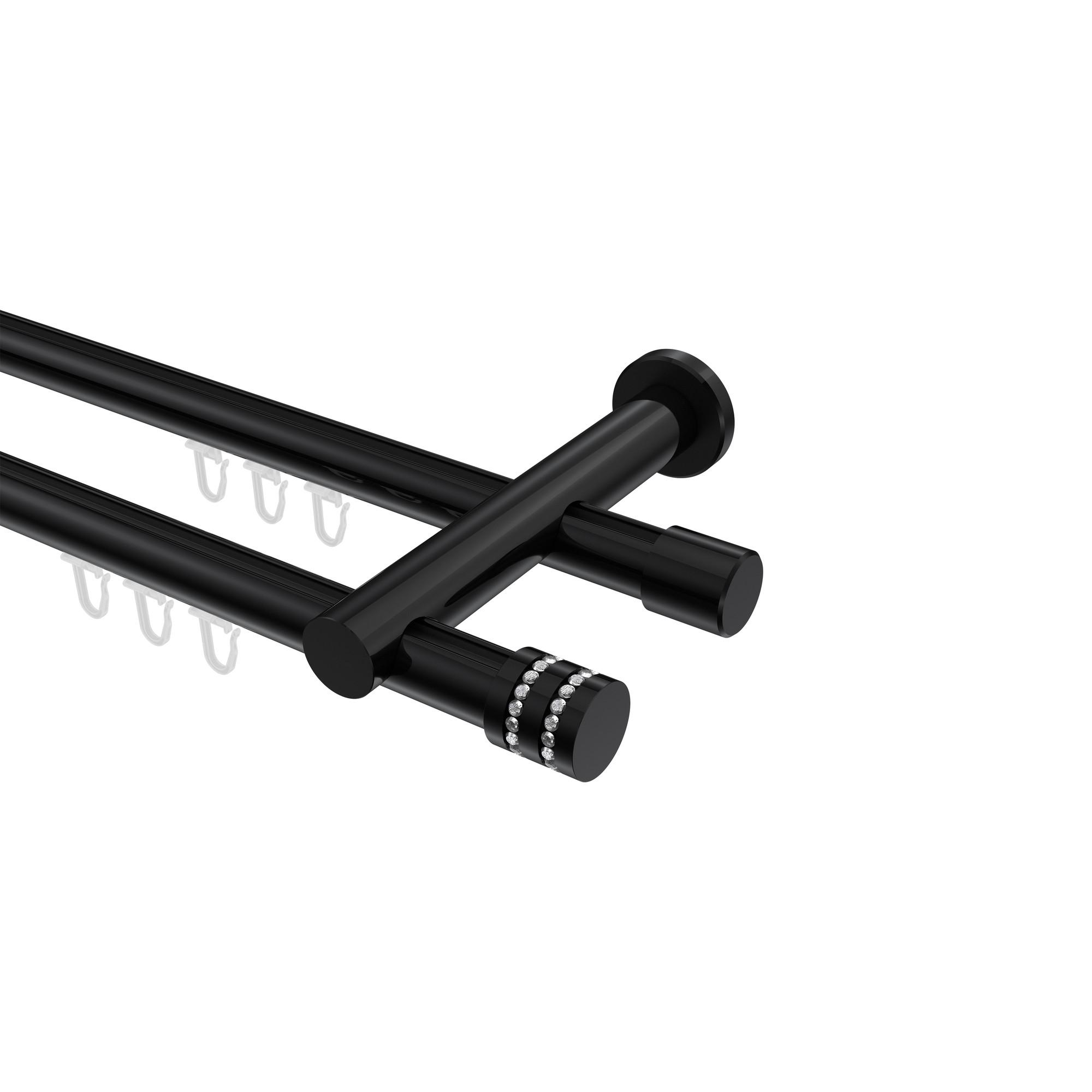 GARDINENSTANGE INNENLAUF Platon Estana 240 cm (geteilt in 2 x 120 cm), 2-läufig, 20 mm Ø Schwarz - Schwarz, Metall (240cm) - INTERDECO