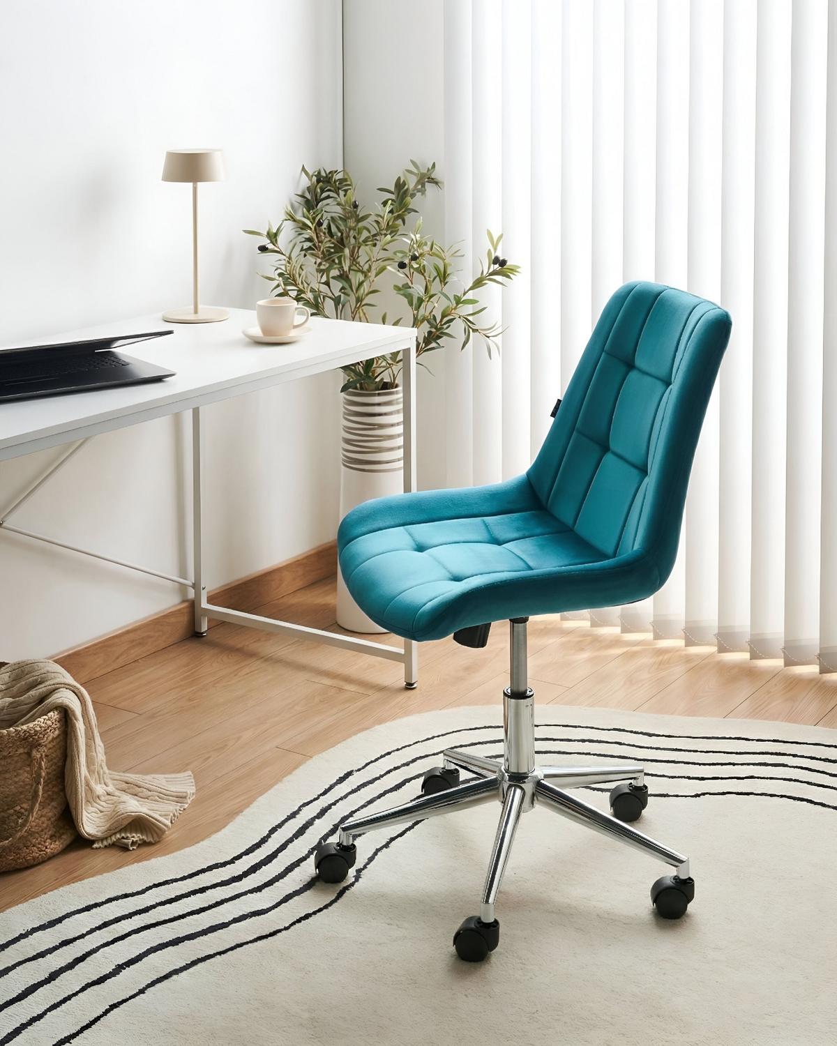 BÜROSTUHL Samtstoff Blaugrün Melrose - Jadegrün, Textil (60/82/60cm) - Beliani