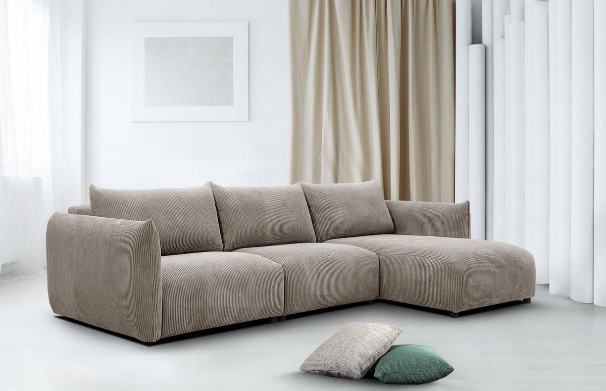 ECKSOFA TAUER 5-Sitzer, taupe - Taupe/Schwarz, Holzwerkstoff/Kunststoff (294/173cm) - Wozimo