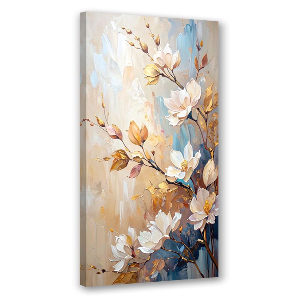 LEINWANDBILD Blumen Zweige Beige Imitation Farbe 40x80cm - Beige, Textil (40/80cm) - Feeby