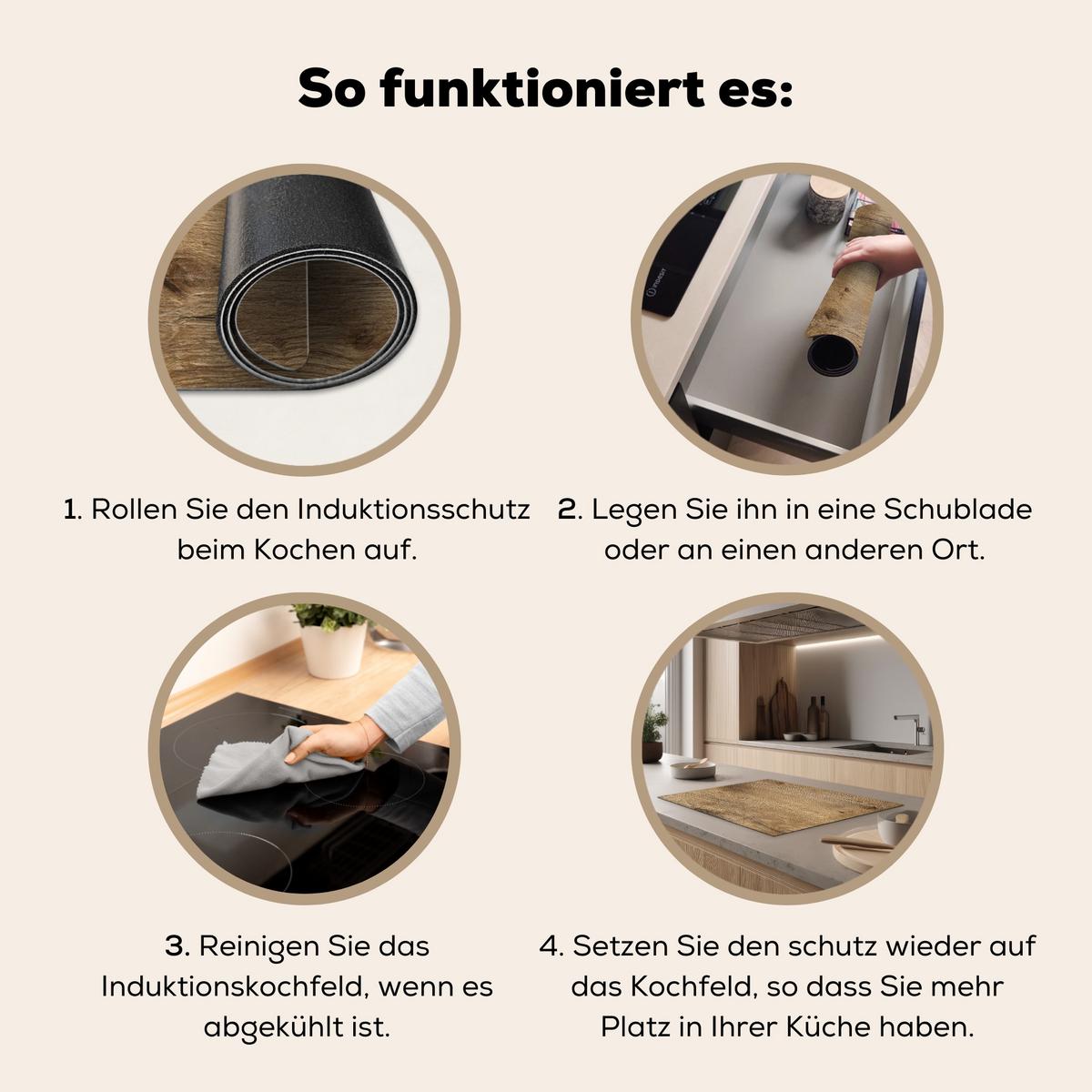 HERDABDECKPLATTE Holz - Braun - Holzoptik Herdabdeckung Induktionsfeld 75x52 cm - Eichefarben, Kunststoff (75/52/0.2cm) - MuchoWow