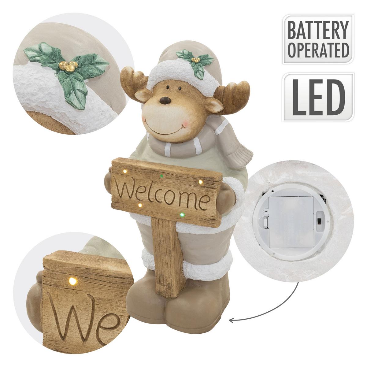 WEIHNACHTSELCH-FIGUR mit LED-Beleuchtung Weihnachtsdeko Innen Rentier 76 cm - Multicolor, Stein (40/76/29cm) - ECD-Germany