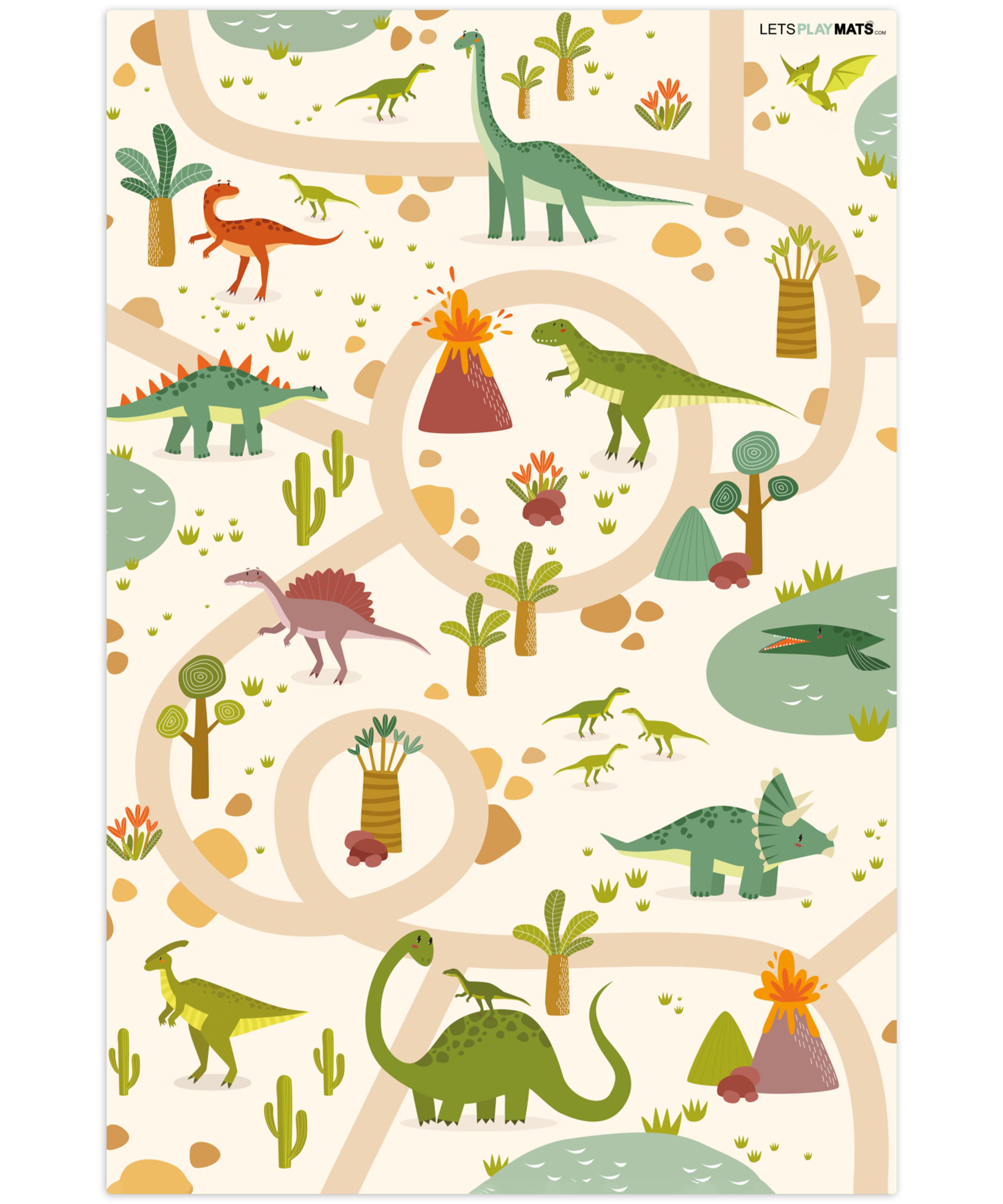 KINDERTEPPICH Dino - Grün - Natur - Kinder - Design Spielmatte 120x180 cm - Beige, Kunststoff (120/0.3cm) - OnlyWow